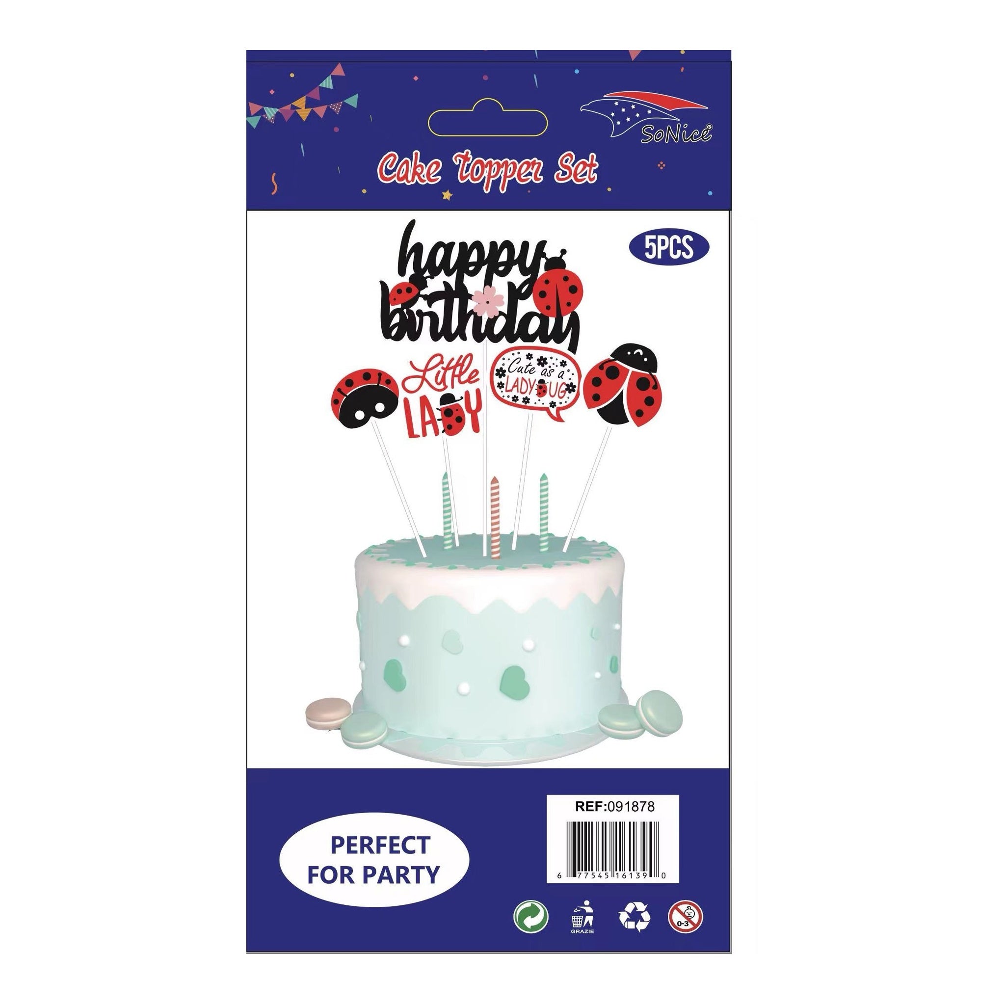 5Pcs Cake Topper Ladybug 120Pk/Cs
